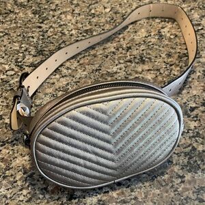 Silver Quilted Belt Bag